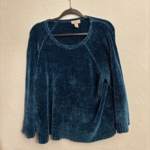LOFT Women's Teal Crew Neck Sweater